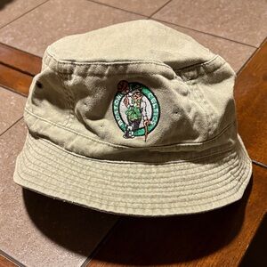Celtics Tan / Light Olive Green Bucket Hat with Embroidered Logo